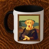 Funny Mona Lisa Yellow Lab Dog Art Parody Coffee Mug thumb 2