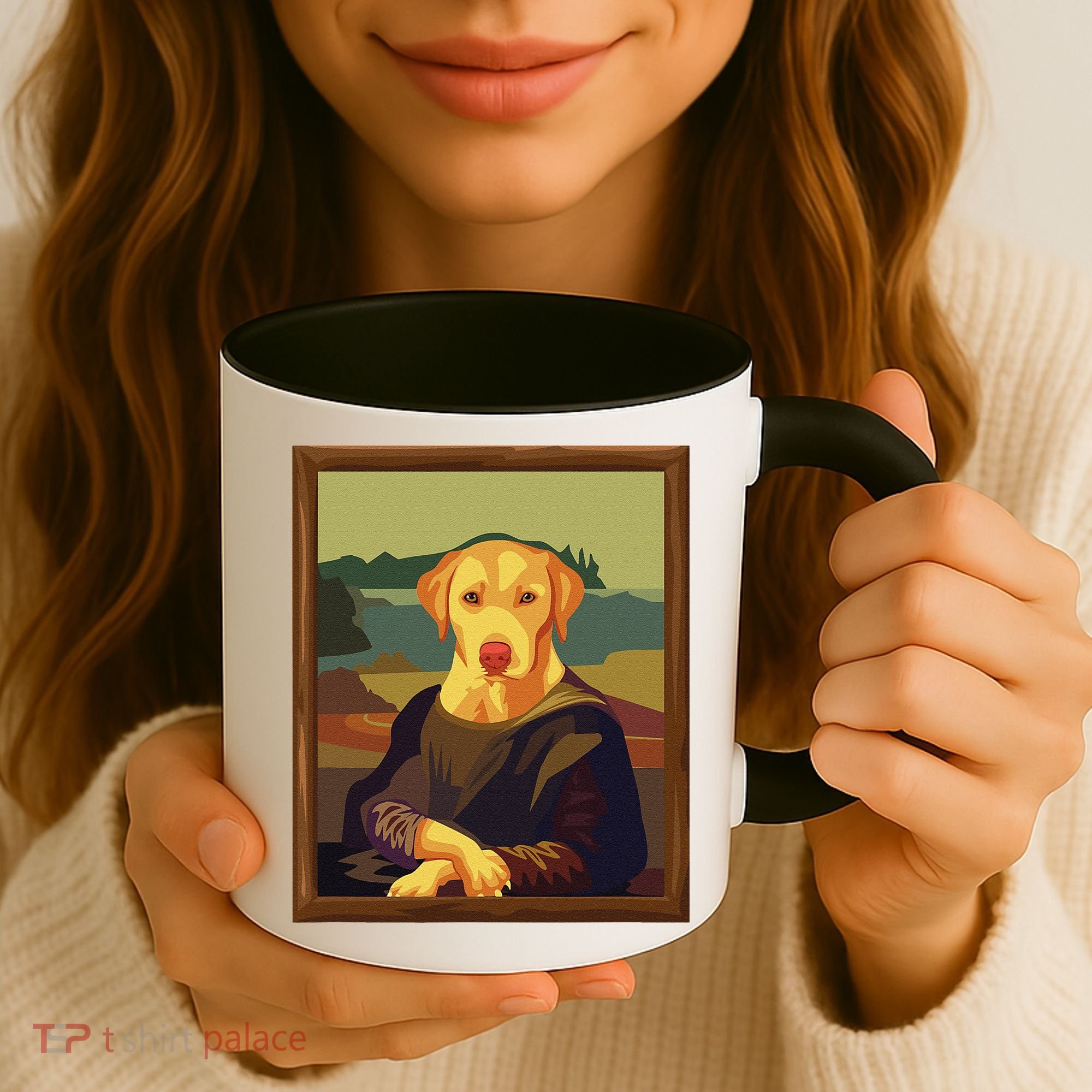 Funny Mona Lisa Yellow Lab Dog Art Parody Coffee Mug