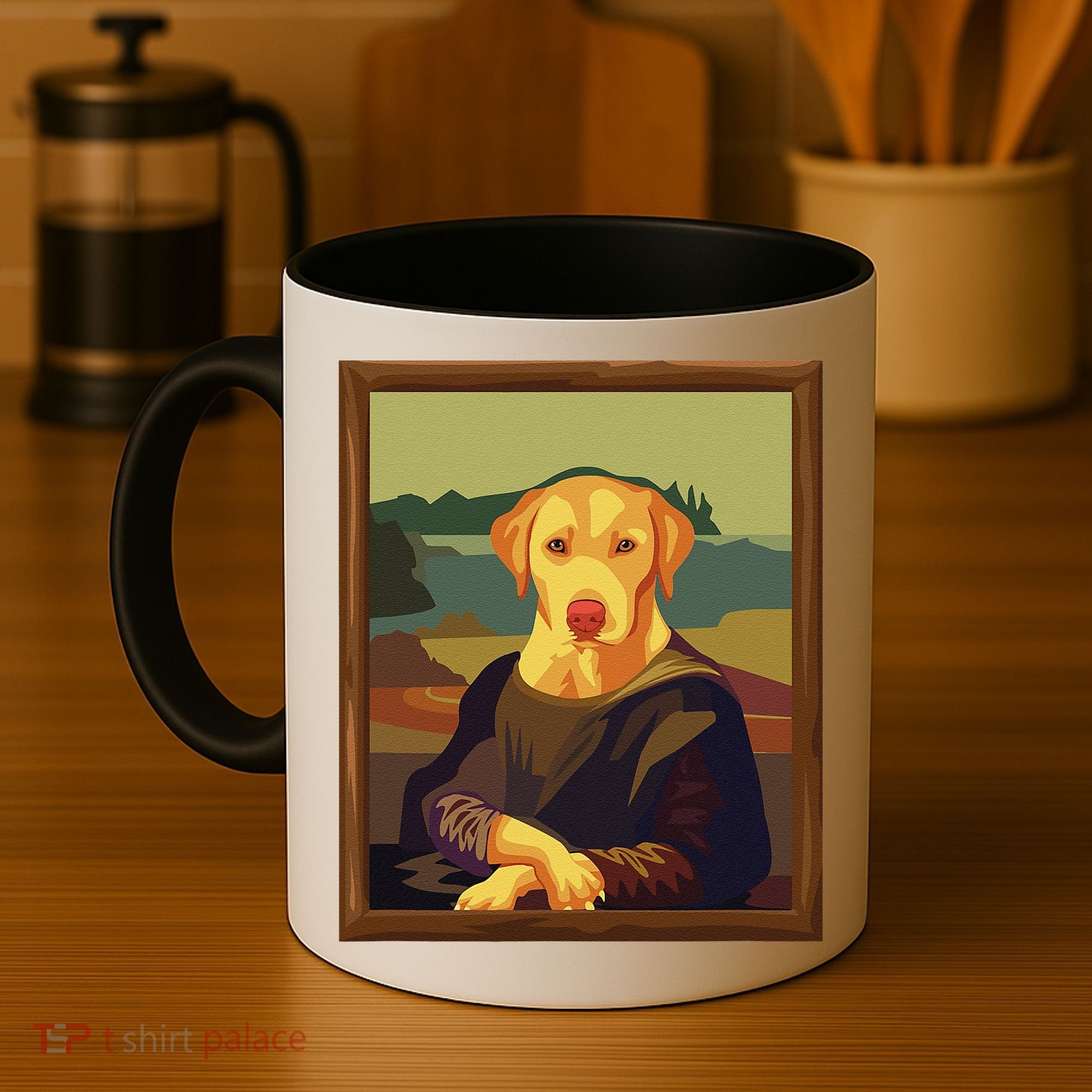 Funny Mona Lisa Yellow Lab Dog Art Parody Coffee Mug
