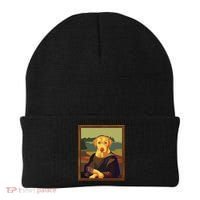 Funny Mona Lisa Yellow Lab Dog Art Parody Beanie thumb 0