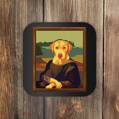 Funny Mona Lisa Yellow Lab Dog Art Parody Coaster