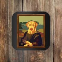 Funny Mona Lisa Yellow Lab Dog Art Parody Coaster thumb 0