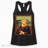 Funny Mona Lisa Yellow Lab Dog Art Parody Women's Tank Top thumb 0