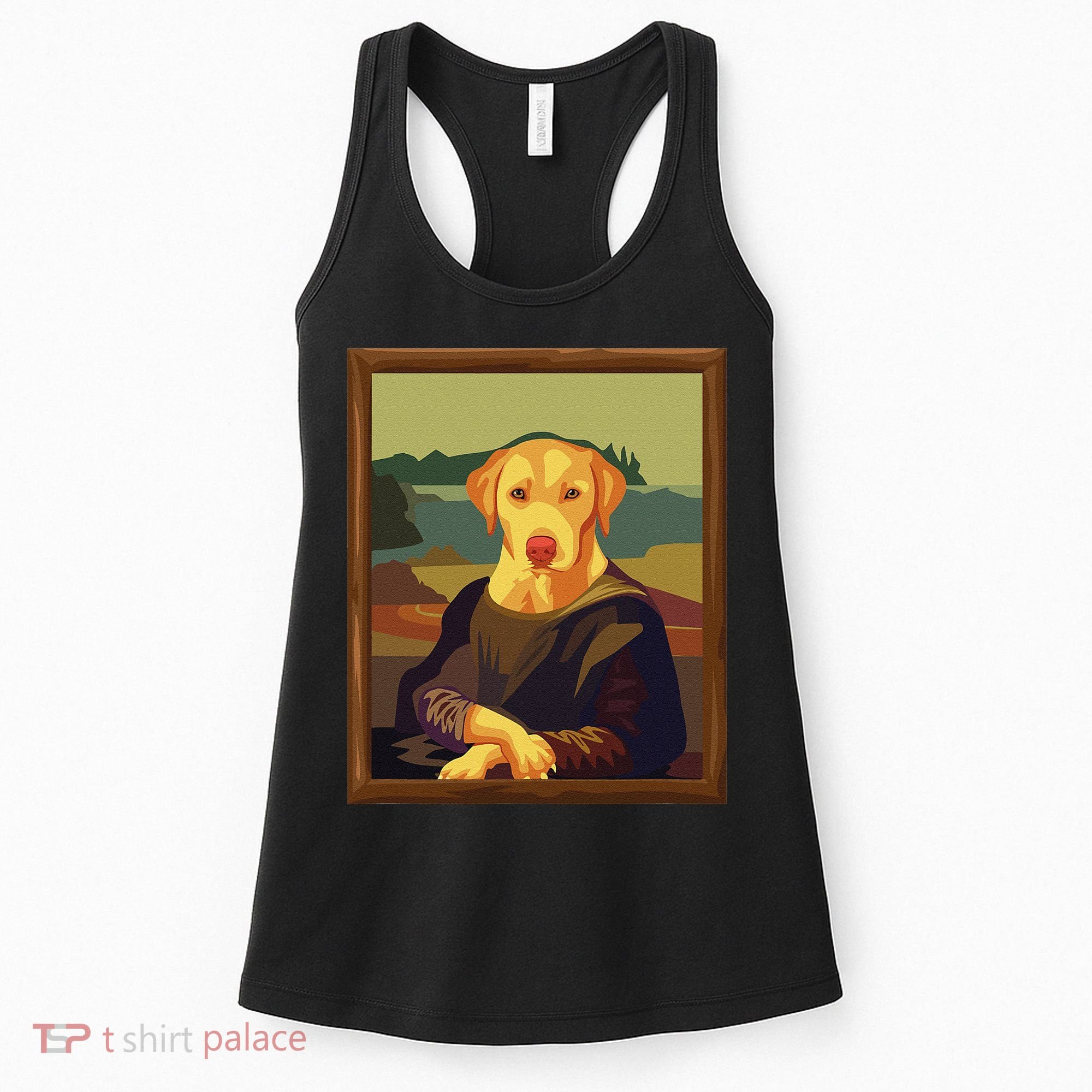 Funny Mona Lisa Yellow Lab Dog Art Parody Women's Tank Top