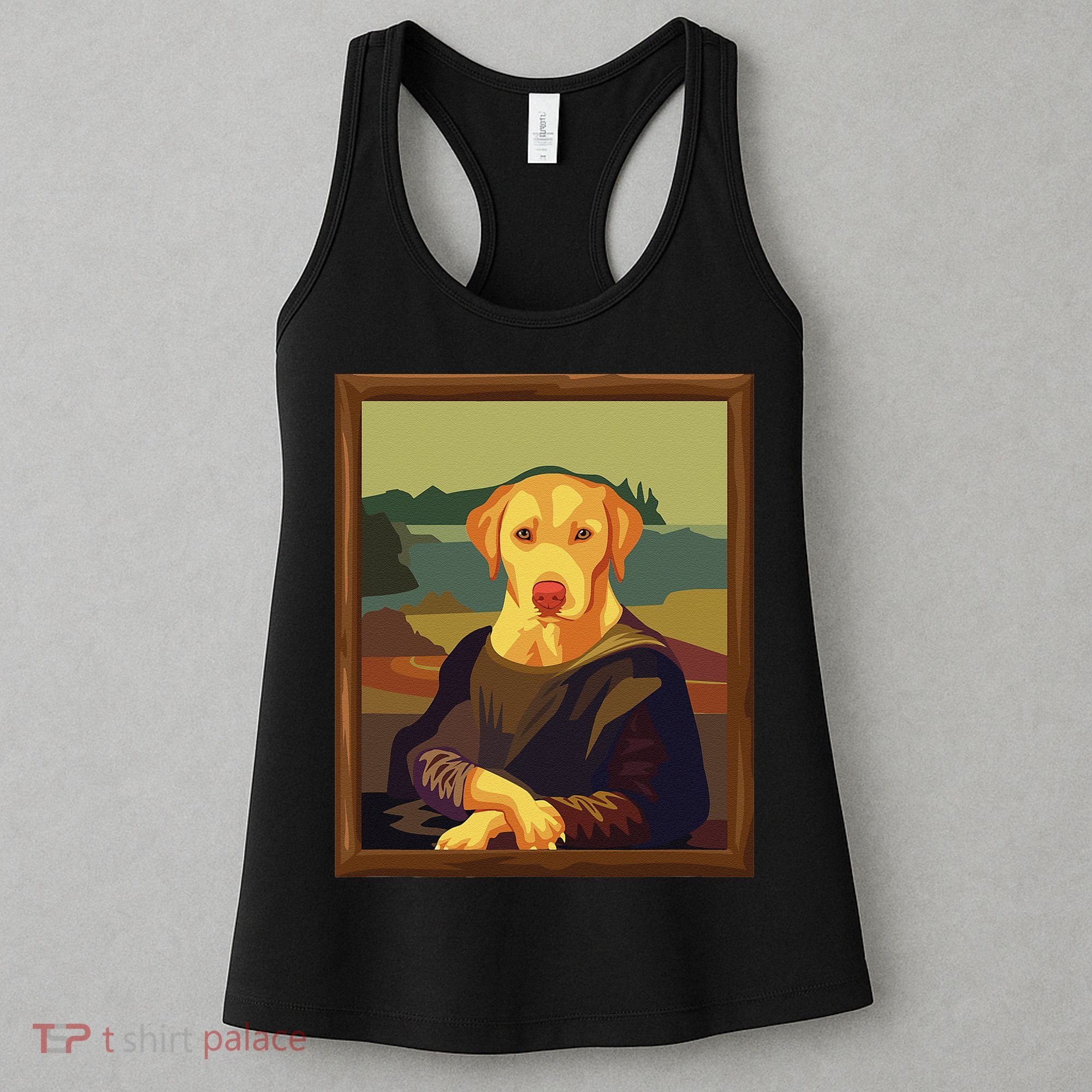 Funny Mona Lisa Yellow Lab Dog Art Parody Women's Tank Top