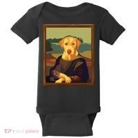 Funny Mona Lisa Yellow Lab Dog Art Parody Baby Bodysuit thumb 0
