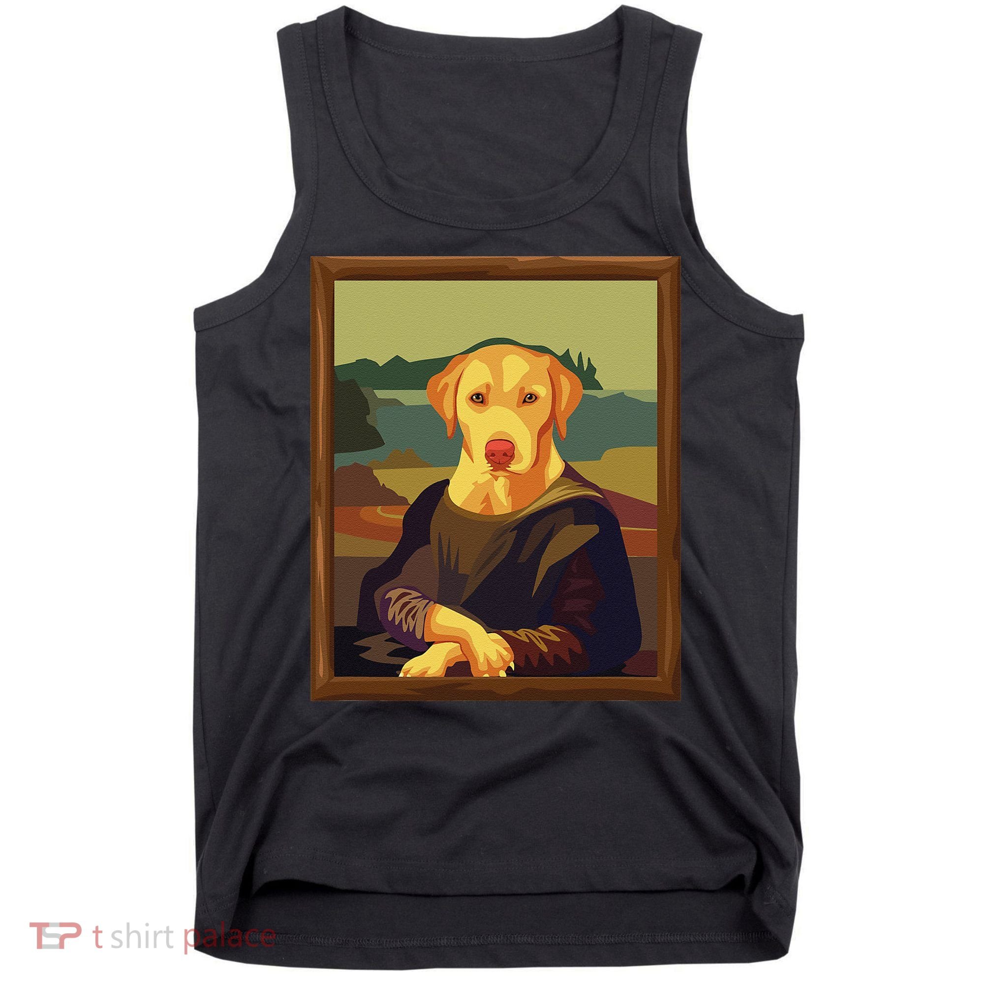 Funny Mona Lisa Yellow Lab Dog Art Parody Tank Top