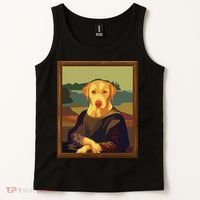 Funny Mona Lisa Yellow Lab Dog Art Parody Tank Top thumb 2