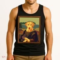 Funny Mona Lisa Yellow Lab Dog Art Parody Tank Top thumb 3