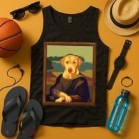Funny Mona Lisa Yellow Lab Dog Art Parody Tank Top thumb 4