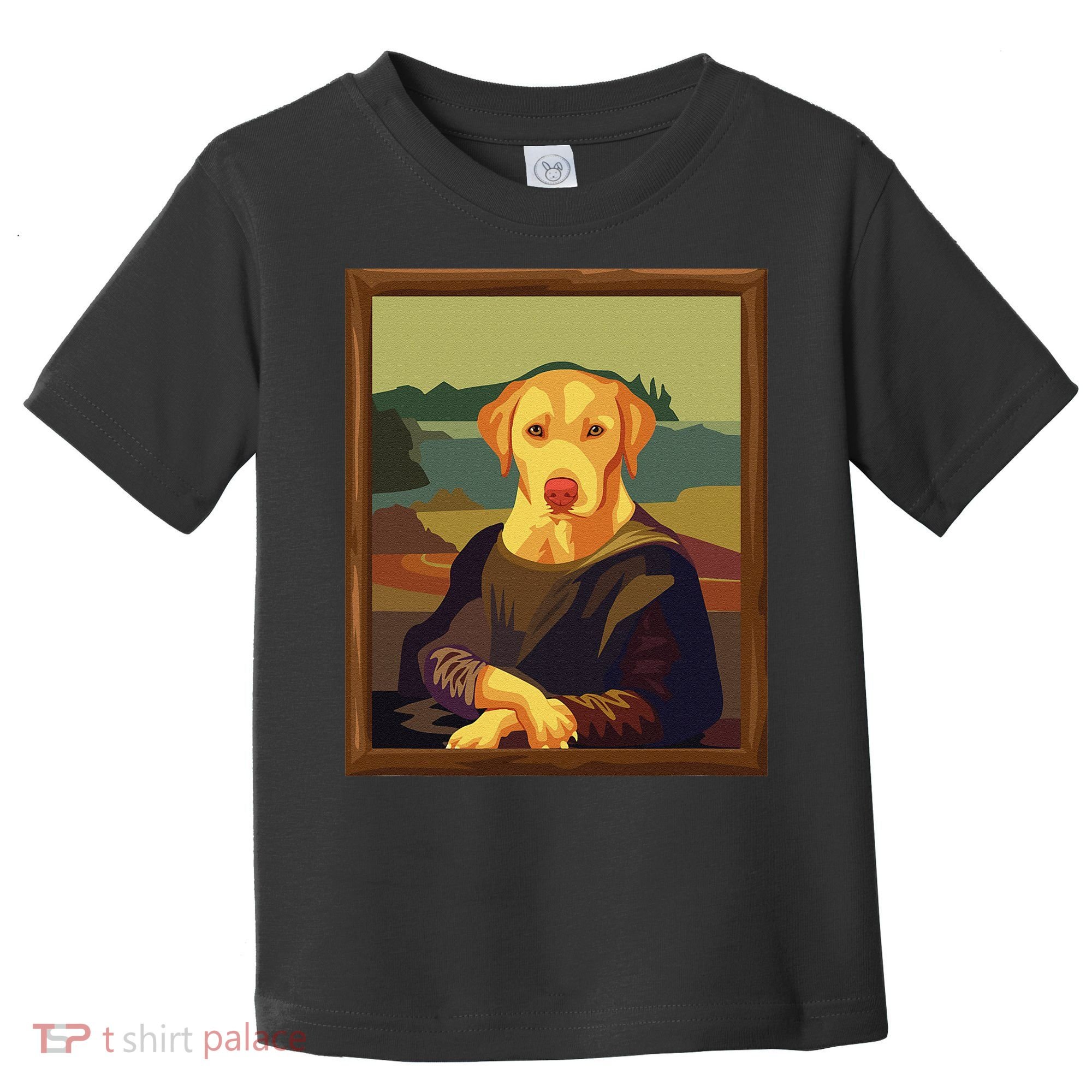 Funny Mona Lisa Yellow Lab Dog Art Parody Toddler T-Shirt