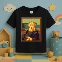 Funny Mona Lisa Yellow Lab Dog Art Parody Toddler T-Shirt thumb 3