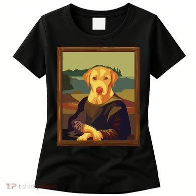 Funny Mona Lisa Yellow Lab Dog Art Parody Women's T-Shirt