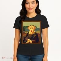 Funny Mona Lisa Yellow Lab Dog Art Parody Women's T-Shirt thumb 4