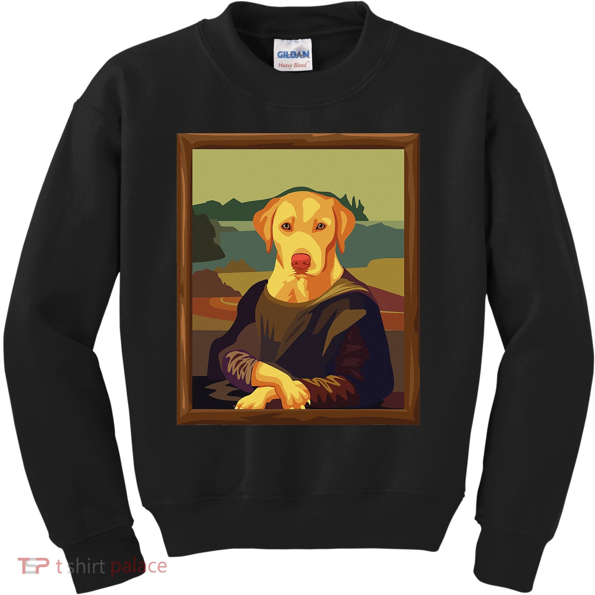 Funny Mona Lisa Yellow Lab Dog Art Parody Kids Sweatshirt