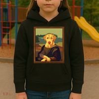 Funny Mona Lisa Yellow Lab Dog Art Parody Kids Hoodie thumb 3