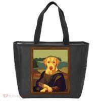 Funny Mona Lisa Yellow Lab Dog Art Parody Tote Bag thumb 0