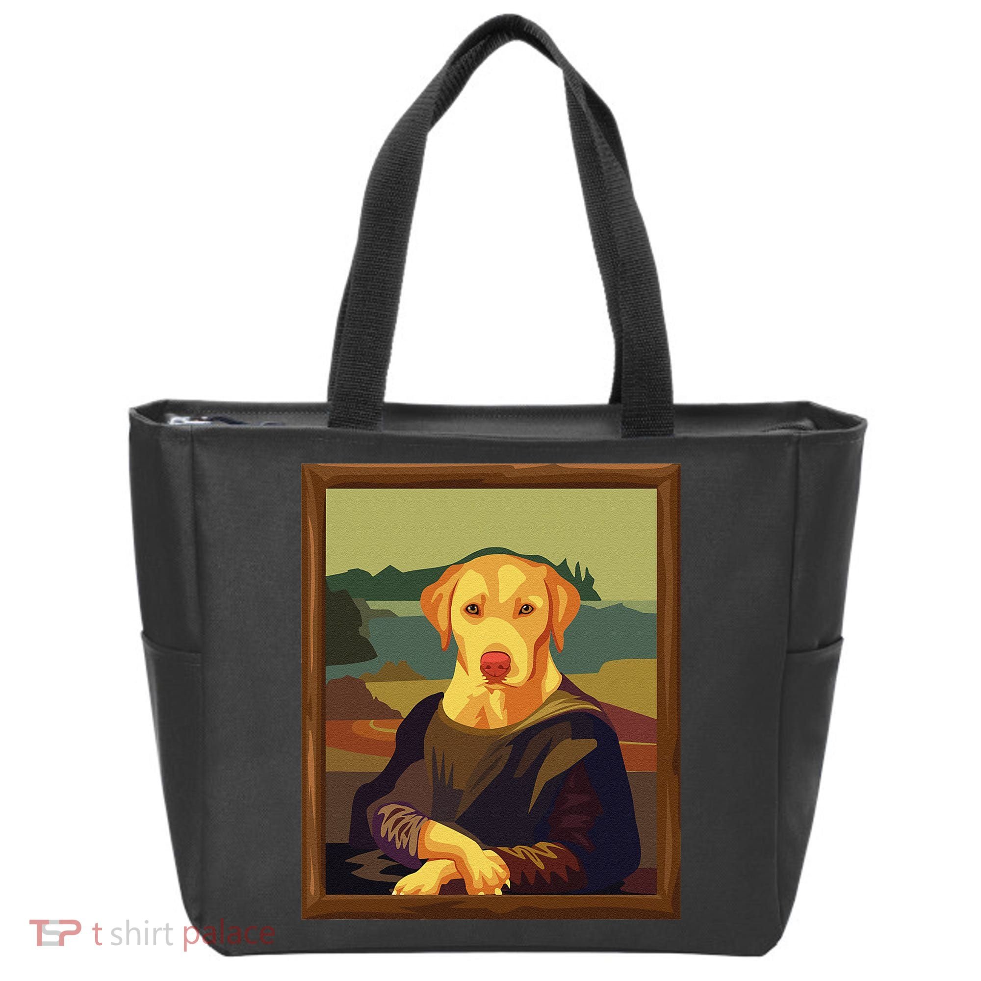 Funny Mona Lisa Yellow Lab Dog Art Parody Tote Bag
