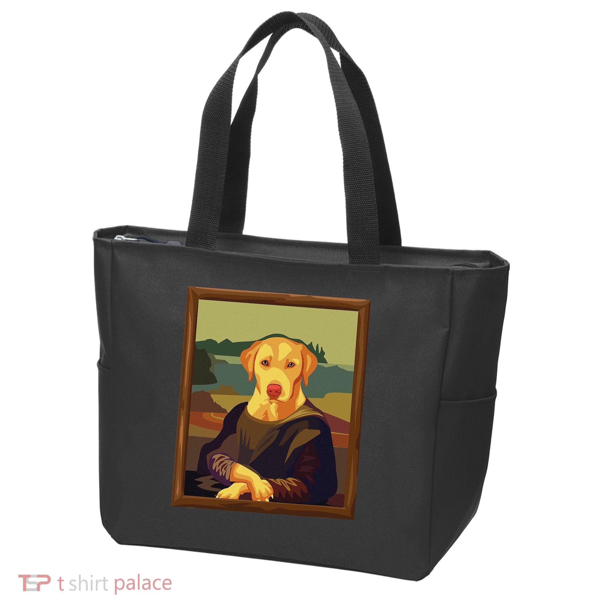 Funny Mona Lisa Yellow Lab Dog Art Parody Tote Bag