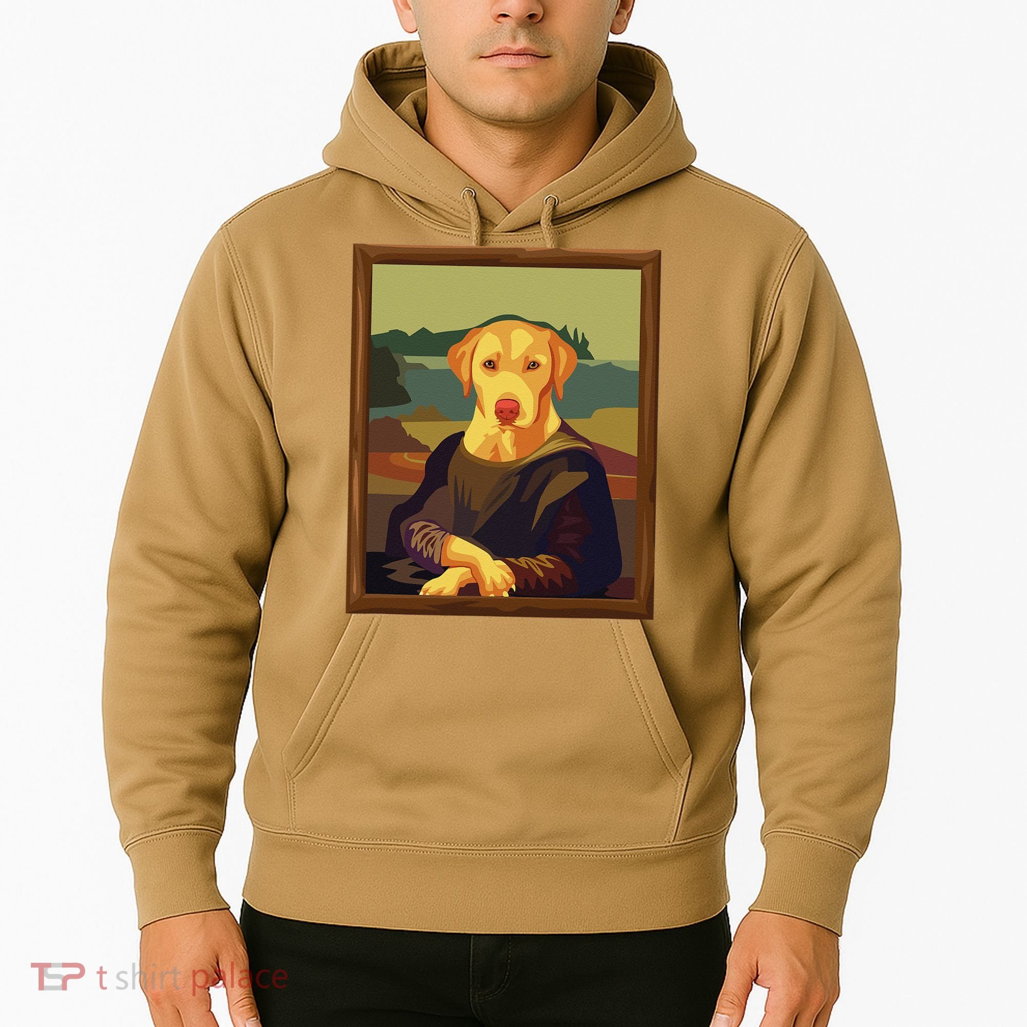 Funny Mona Lisa Yellow Lab Dog Art Parody Hoodie