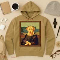 Funny Mona Lisa Yellow Lab Dog Art Parody Hoodie thumb 3