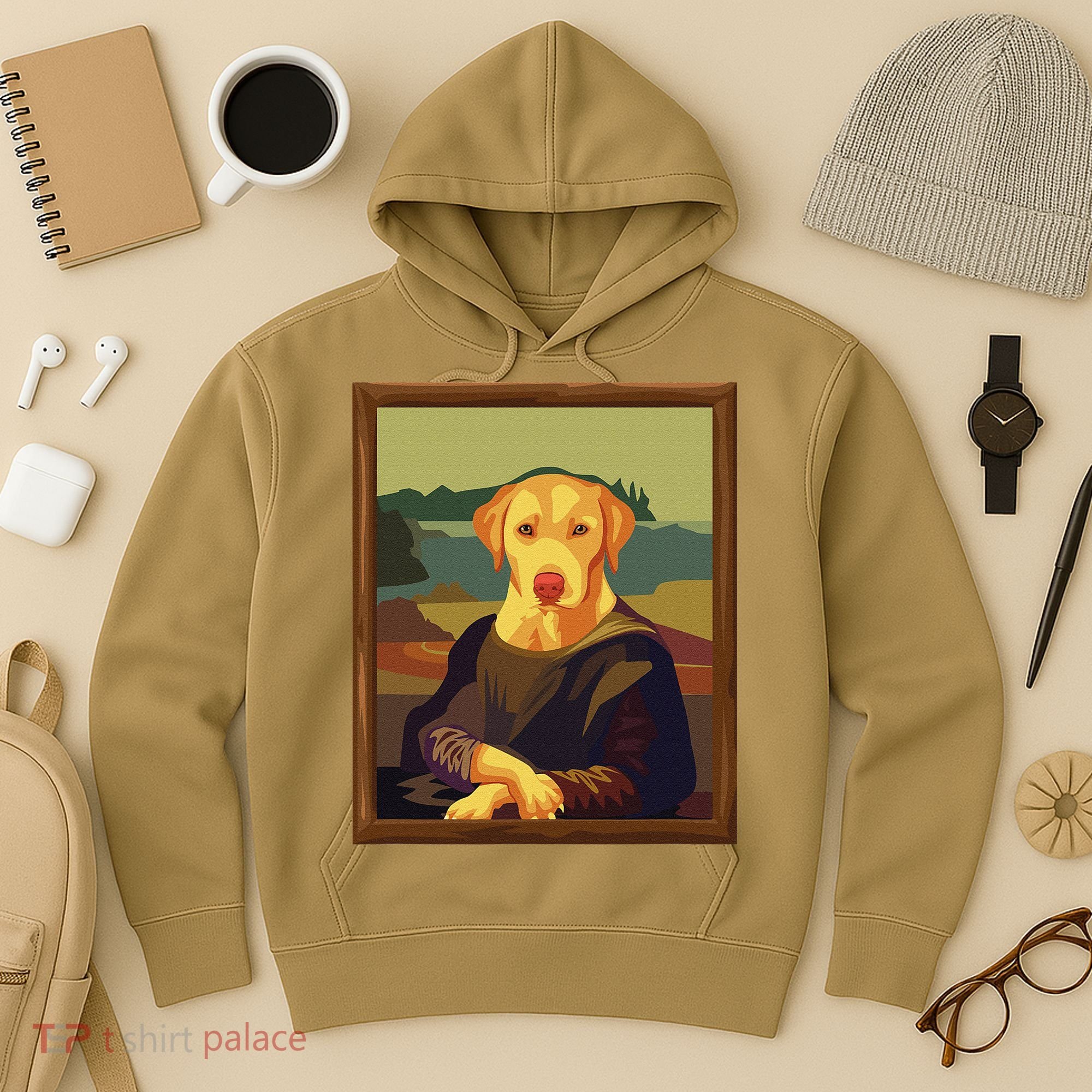 Funny Mona Lisa Yellow Lab Dog Art Parody Hoodie