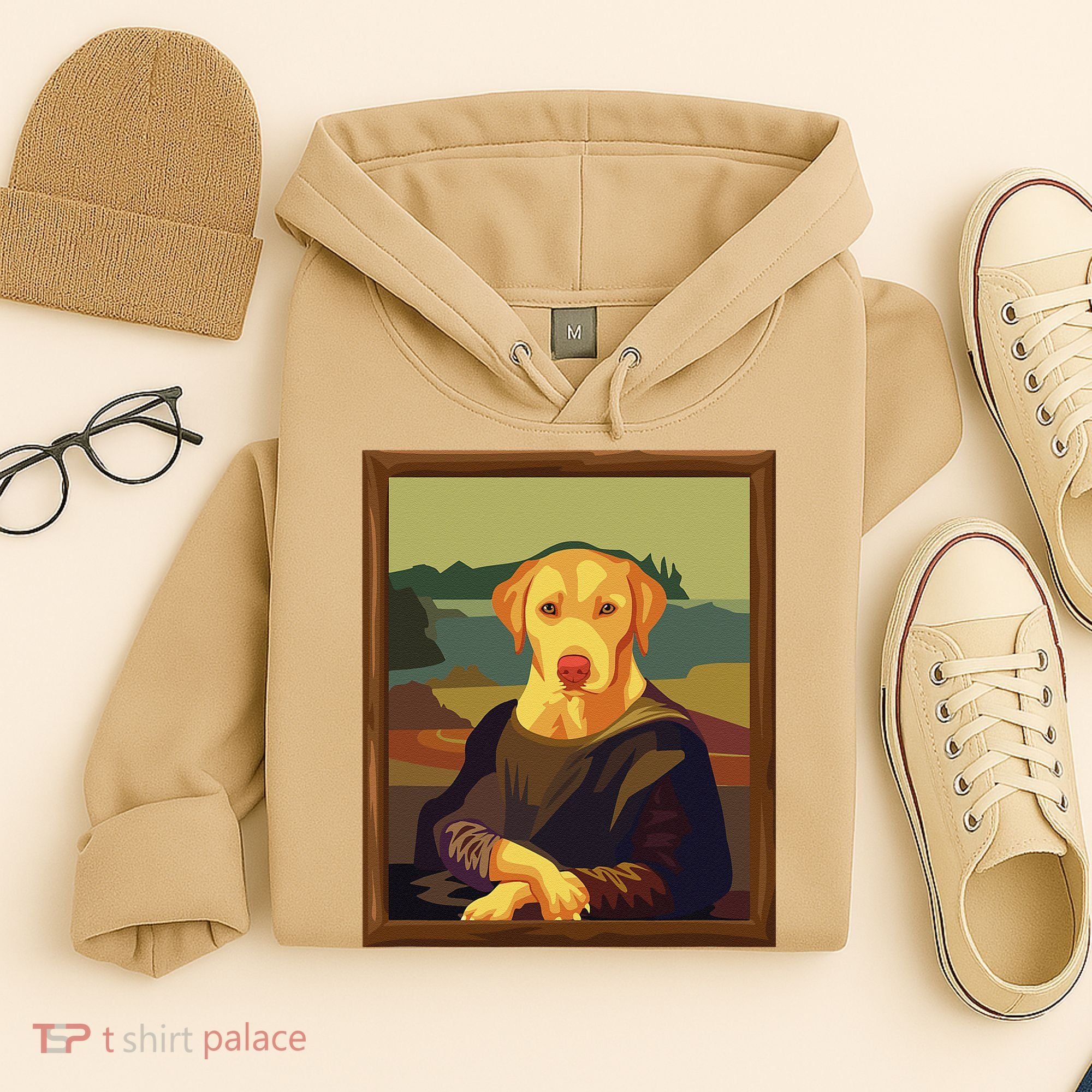 Funny Mona Lisa Yellow Lab Dog Art Parody Hoodie