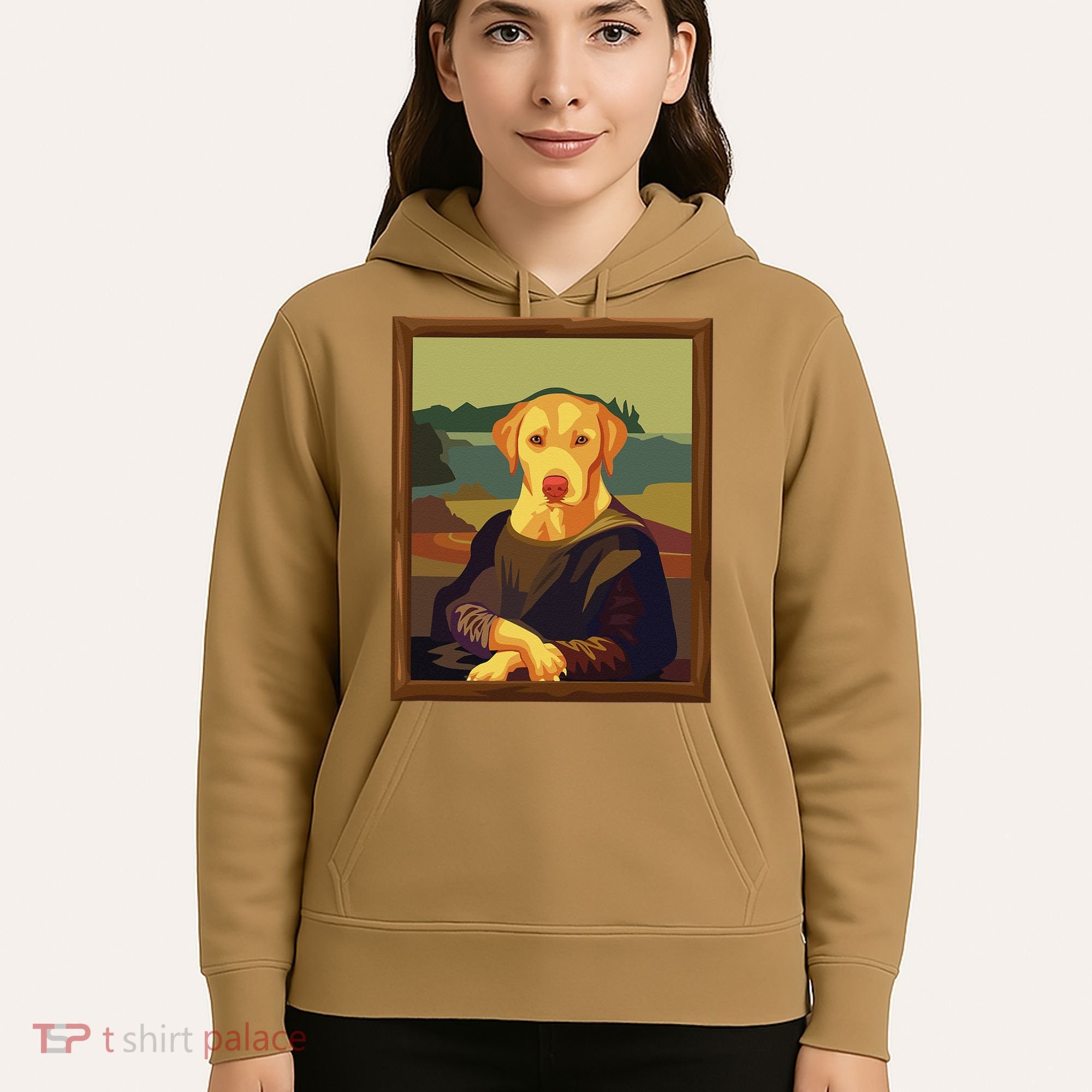 Funny Mona Lisa Yellow Lab Dog Art Parody Hoodie