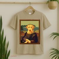 Funny Mona Lisa Yellow Lab Dog Art Parody T-Shirt thumb 2