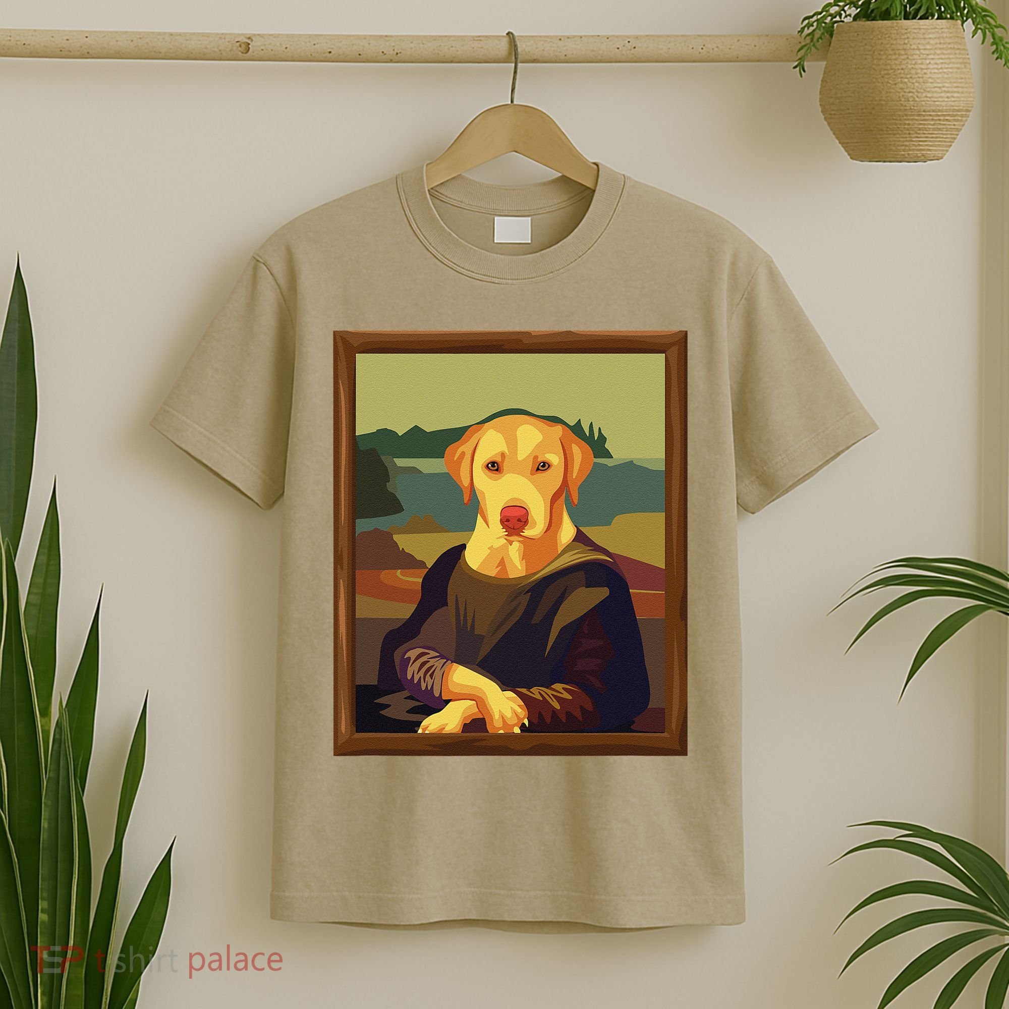 Funny Mona Lisa Yellow Lab Dog Art Parody T-Shirt