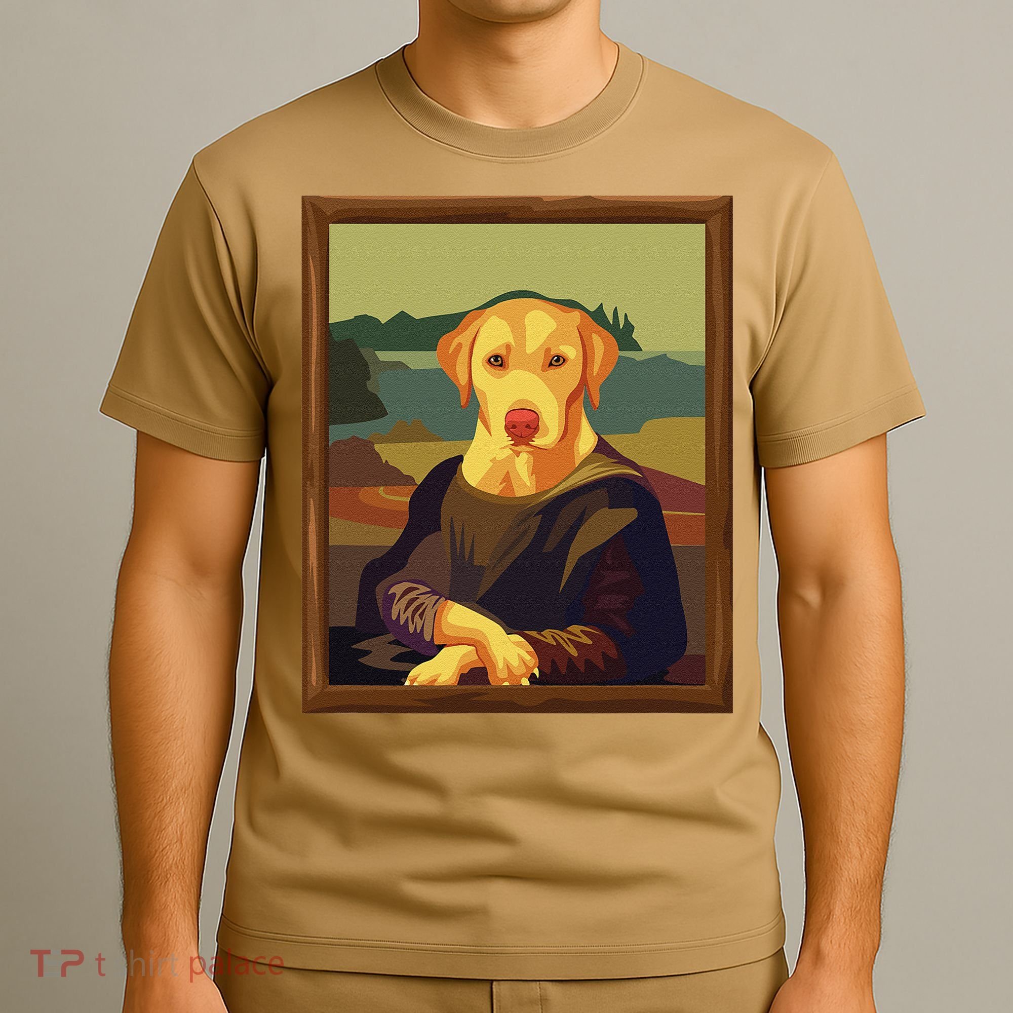 Funny Mona Lisa Yellow Lab Dog Art Parody T-Shirt