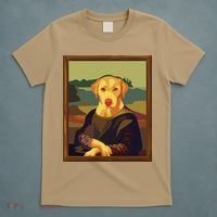Funny Mona Lisa Yellow Lab Dog Art Parody T-Shirt thumb 5