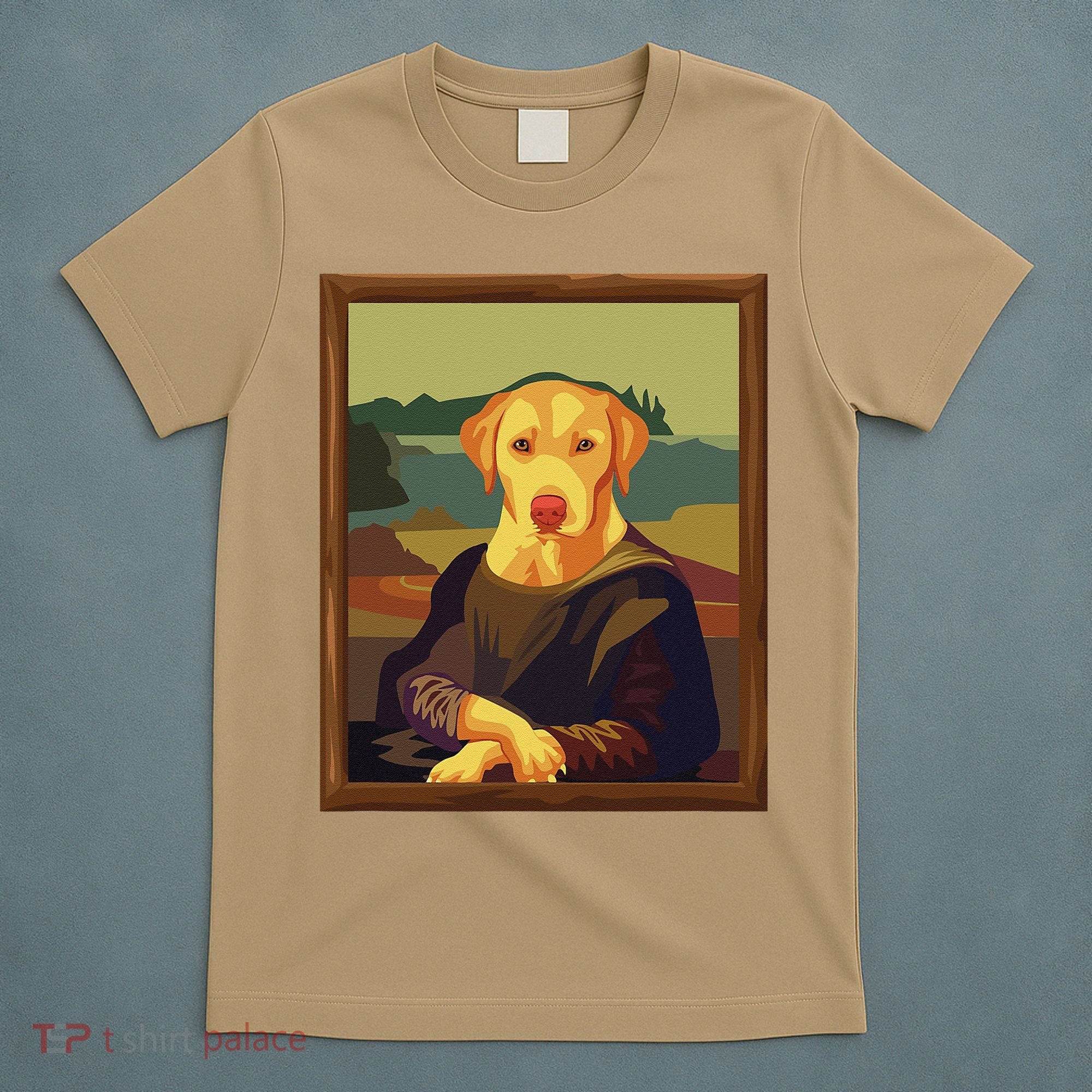 Funny Mona Lisa Yellow Lab Dog Art Parody T-Shirt
