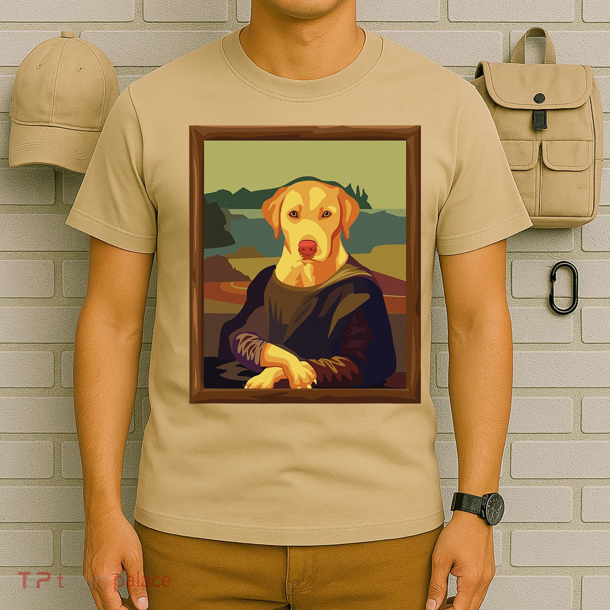 Funny Mona Lisa Yellow Lab Dog Art Parody T-Shirt