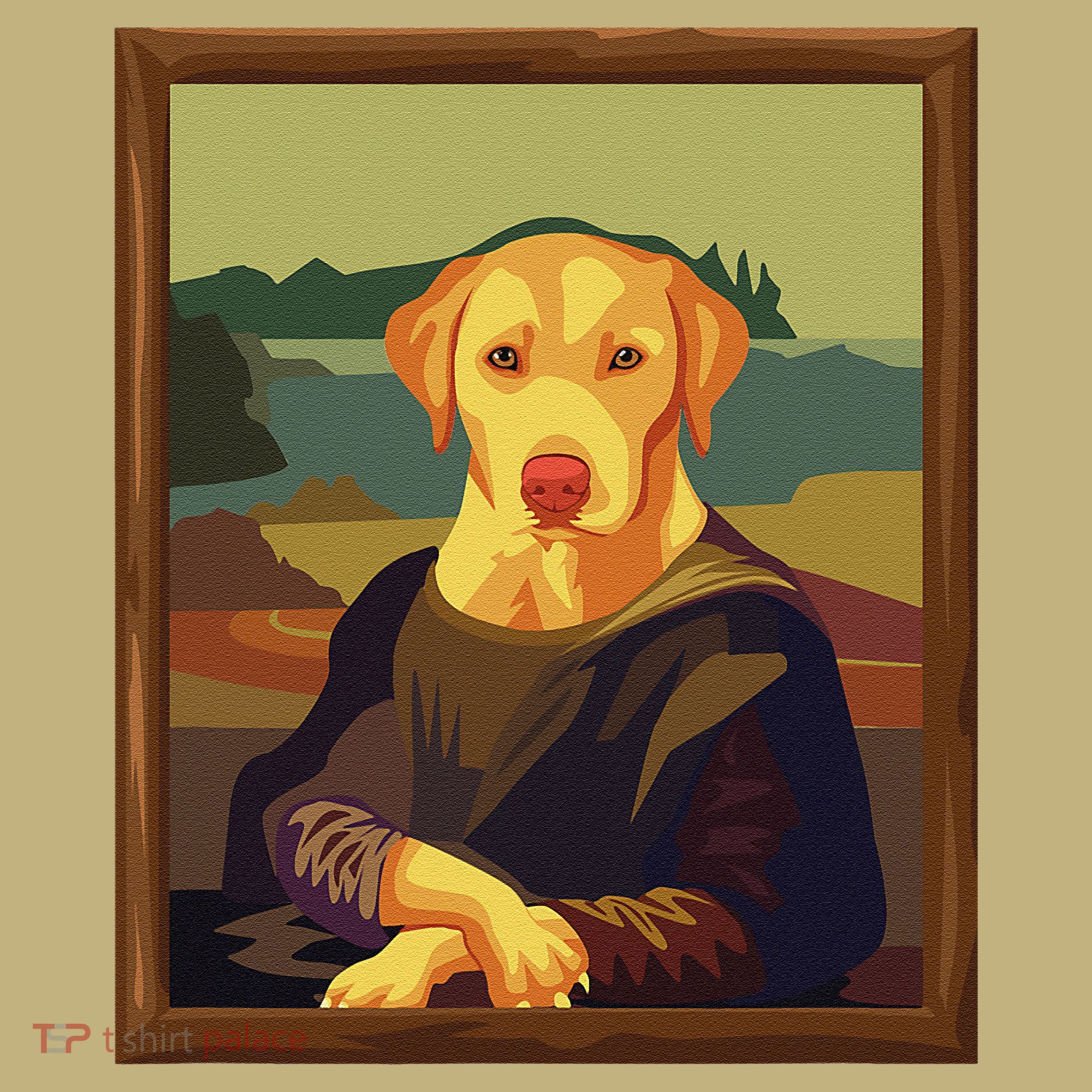 Funny Mona Lisa Yellow Lab Dog Art Parody Polo
