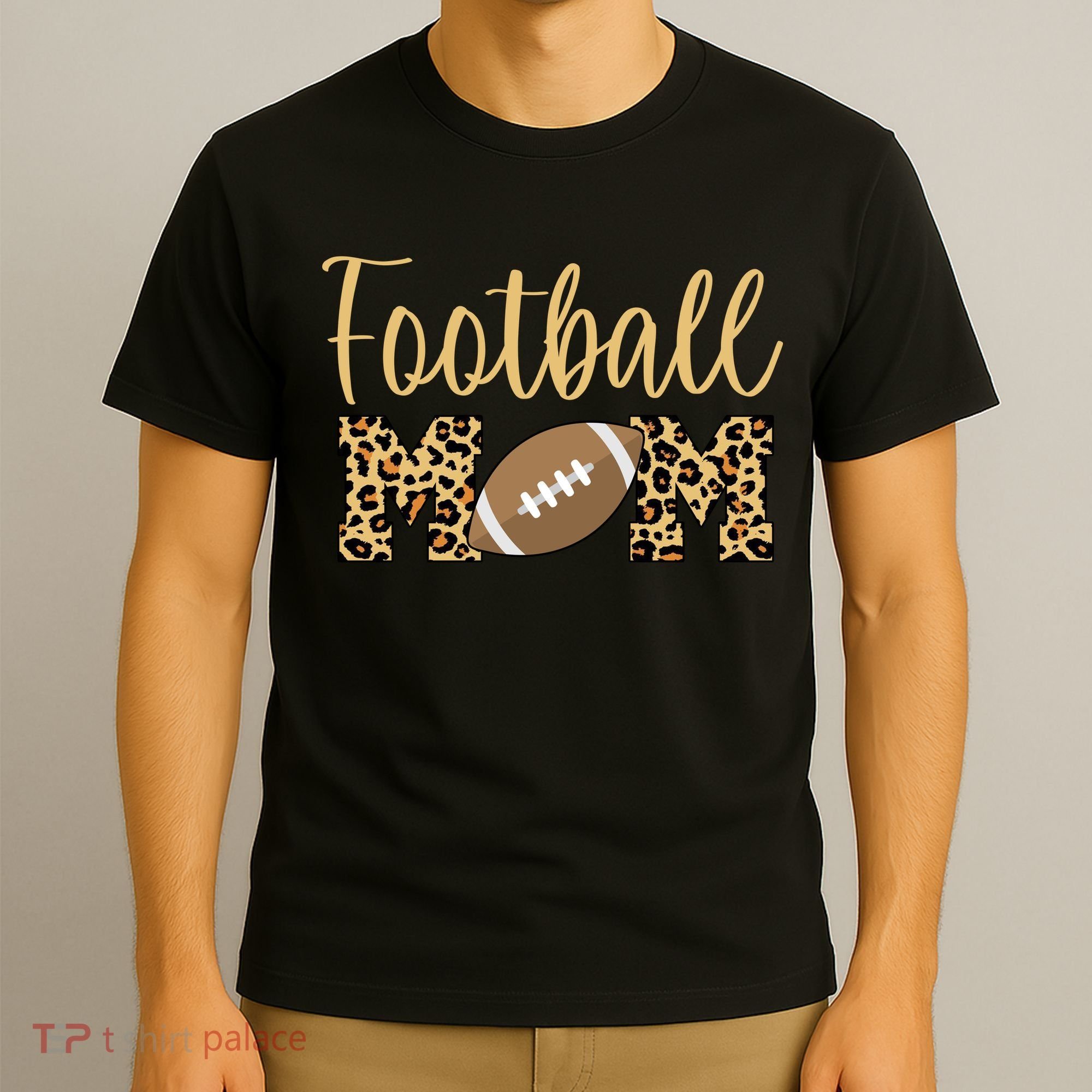Football Mom Leopard Cute Logo Fan T-Shirt