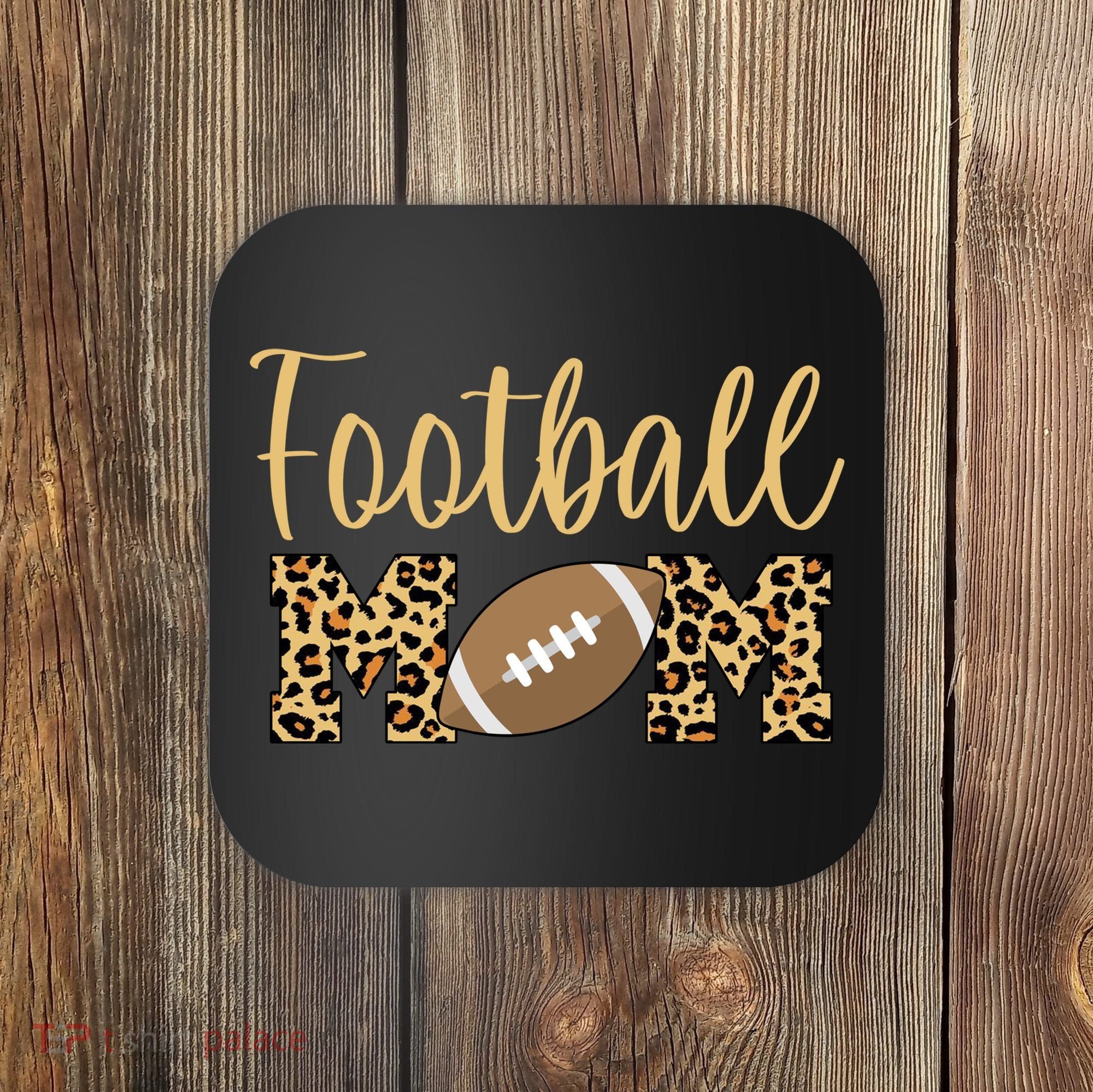 Football Mom Leopard Cute Logo Fan Coaster