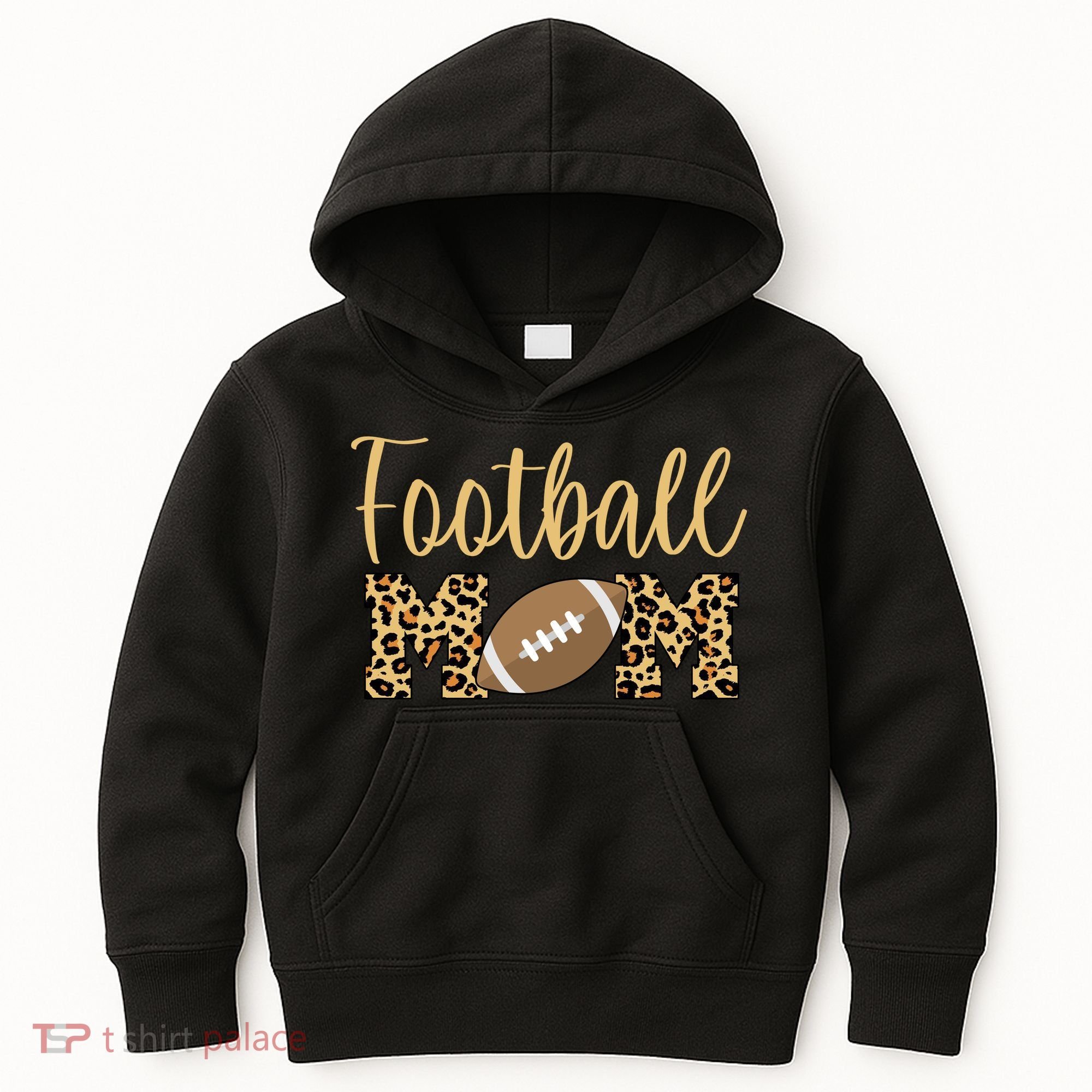 Football Mom Leopard Cute Logo Fan Kids Hoodie