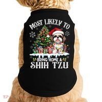 Funny Most Likely To Bring Home A Shih Tzu Dog Lover Xmas Doggie Tank thumb 0