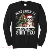 Funny Most Likely To Bring Home A Shih Tzu Dog Lover Xmas Sweatshirt thumb 0