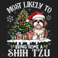 Funny Most Likely To Bring Home A Shih Tzu Dog Lover Xmas Beanie thumb 2