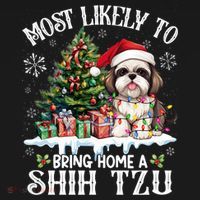 Funny Most Likely To Bring Home A Shih Tzu Dog Lover Xmas Coaster thumb 2