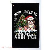 Funny Most Likely To Bring Home A Shih Tzu Dog Lover Xmas Golf Towel thumb 0