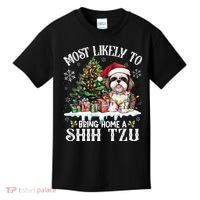 Funny Most Likely To Bring Home A Shih Tzu Dog Lover Xmas Kids T-Shirt thumb 0