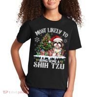 Funny Most Likely To Bring Home A Shih Tzu Dog Lover Xmas Kids T-Shirt thumb 2