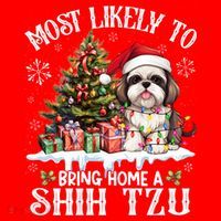 Funny Most Likely To Bring Home A Shih Tzu Dog Lover Xmas Santa Hat thumb 1