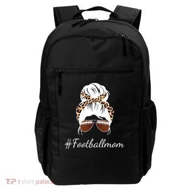 Football Mom Leopard And Messy Bun Backpack