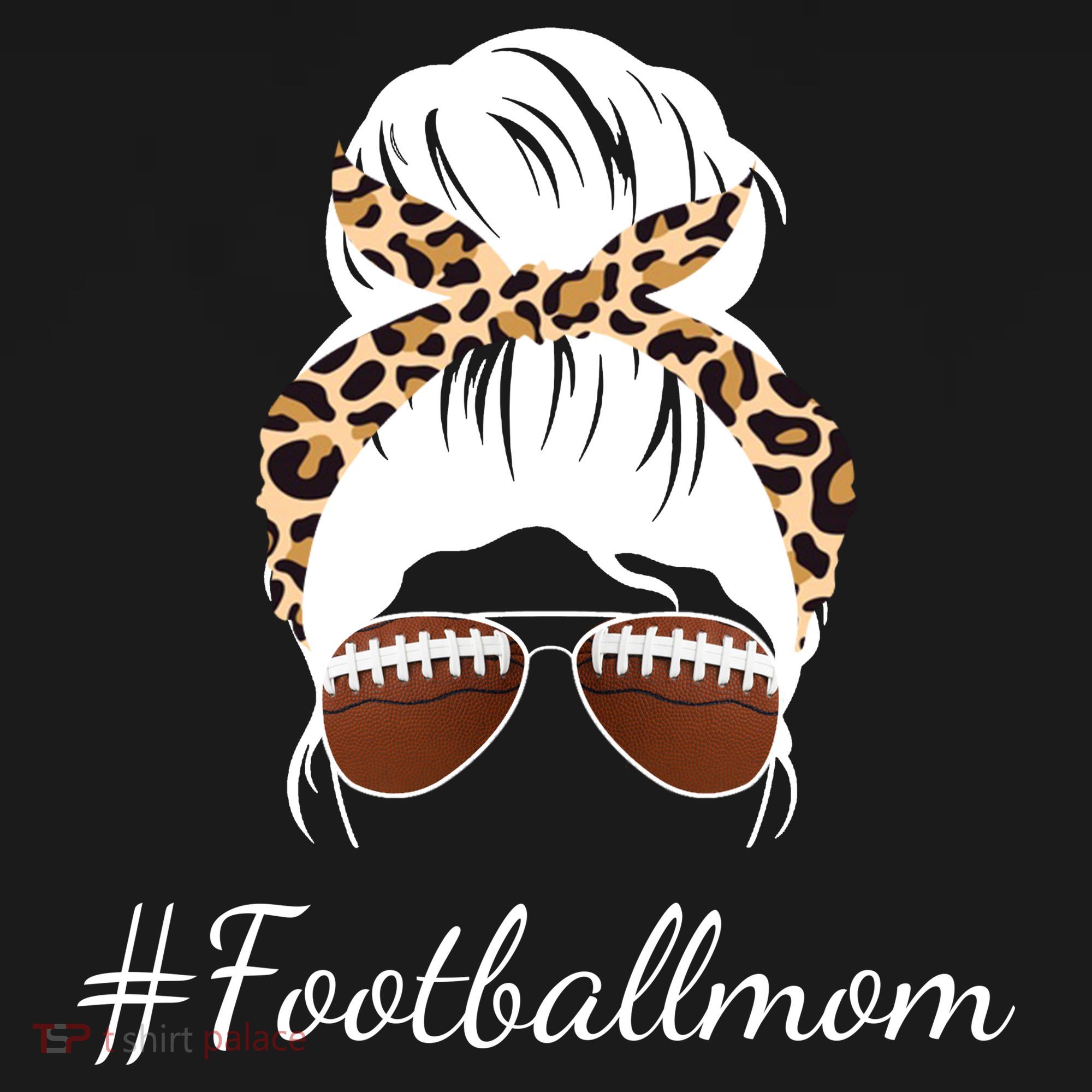 Football Mom Leopard And Messy Bun Button