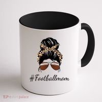 Football Mom Leopard And Messy Bun Coffee Mug thumb 1