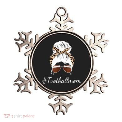 Football Mom Leopard And Messy Bun Ornament